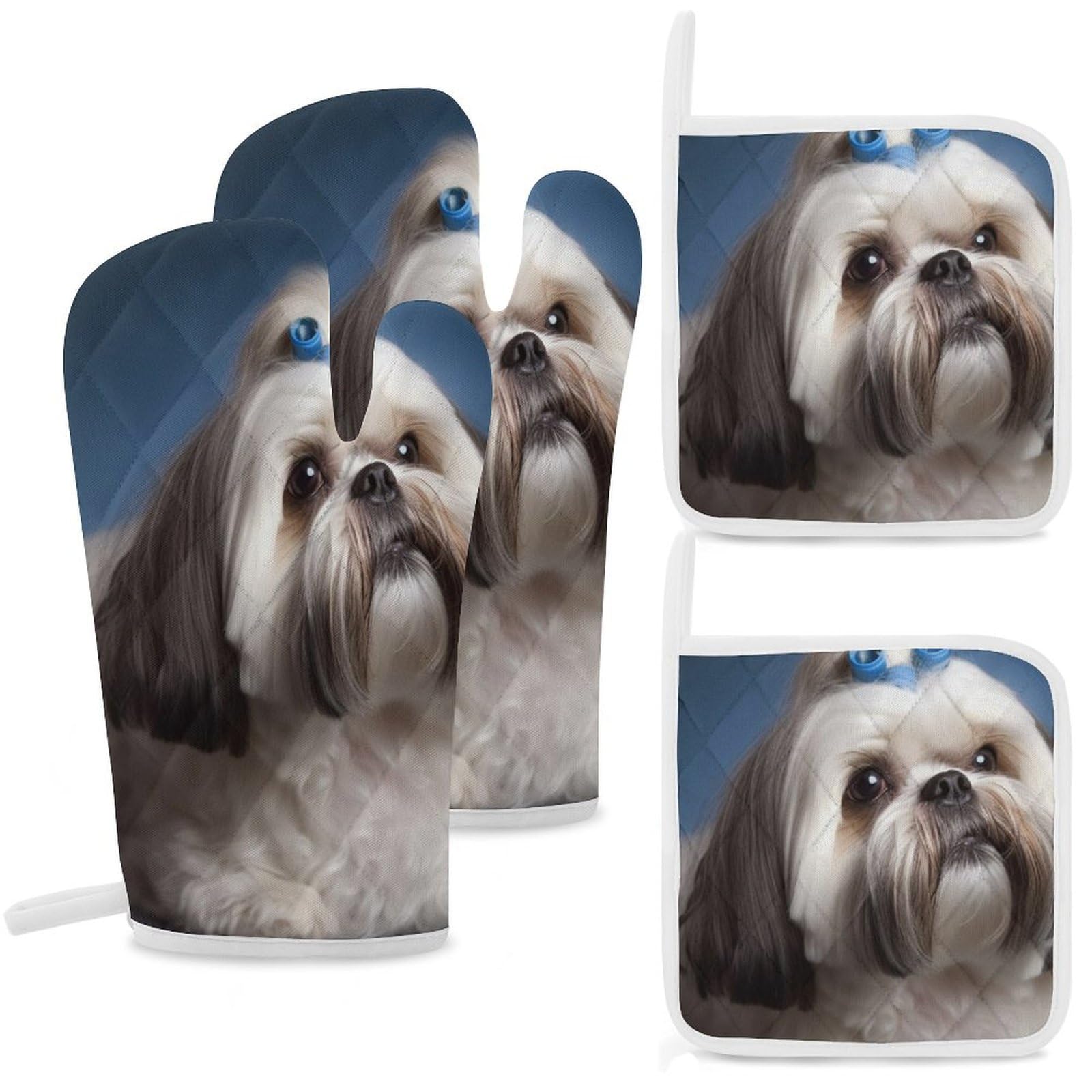 Maniques de cuisine Shih Tzu lot de 4, cadeau idéal pour amateurs de chiens