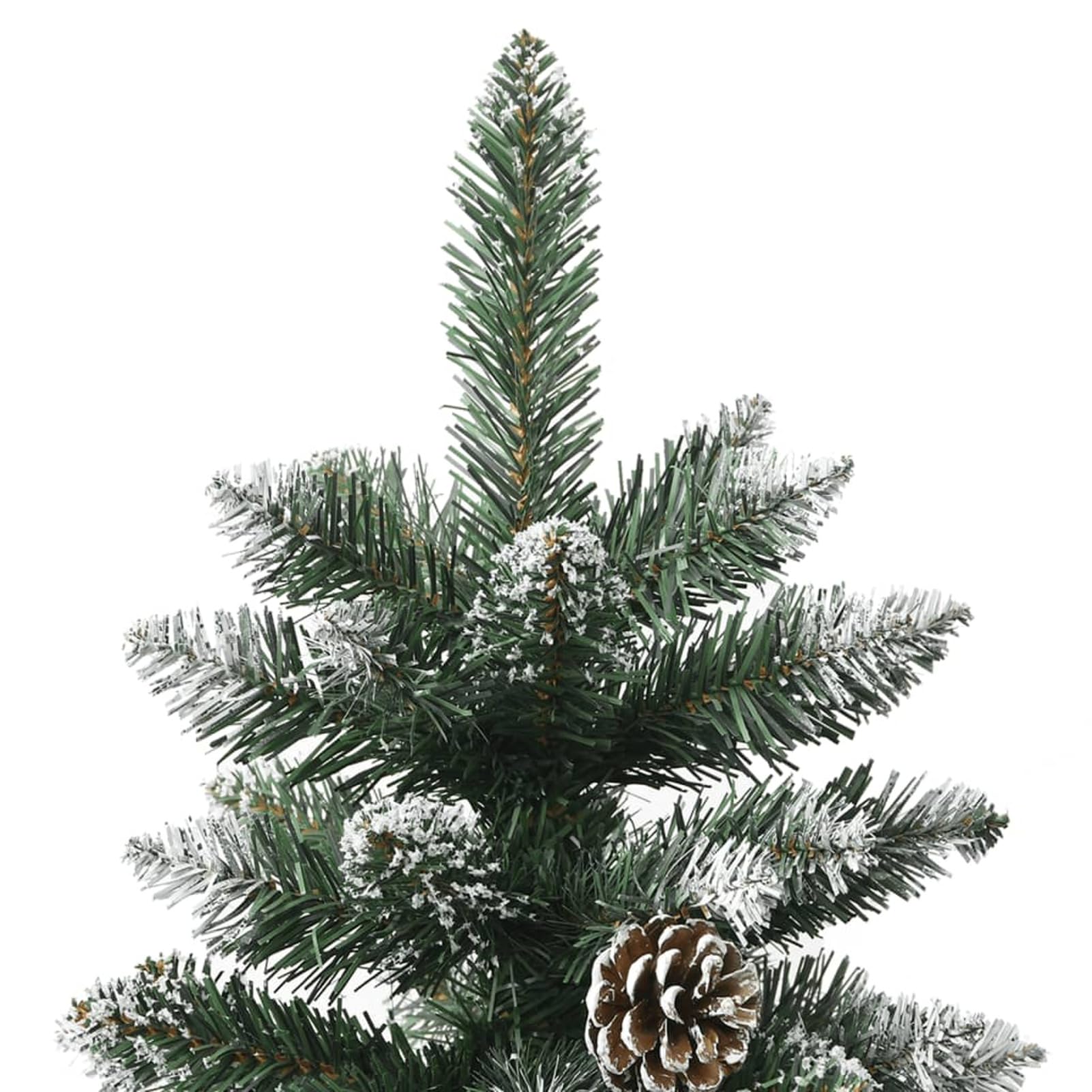 Gecheer-Albero,di Natale,Natalizia,Artificiale,Finto,con Base,in PVC Verde Bianco,con Pigne,Albero Artificiale,Albero Natalizia,120 cm
