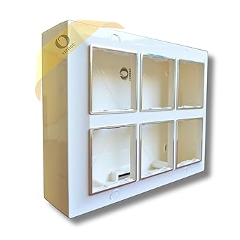 ORMOR Modular Surface Mount Gang Box (12 Module-White) Silver Line Glossy Premium Polycarbonate Box for Universal Standard Modular Electrical Switches