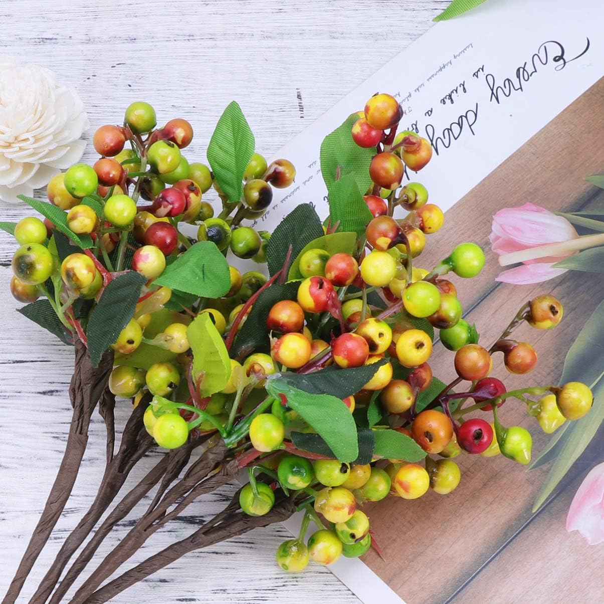 Healifty Artificial Berries for Decoration 5Pcs Faux Berry Stems Christmas Floral Sprays Xmas Fruit Picks Table Arrangement Home Decor 9X3X1.2 Inches - Image 4