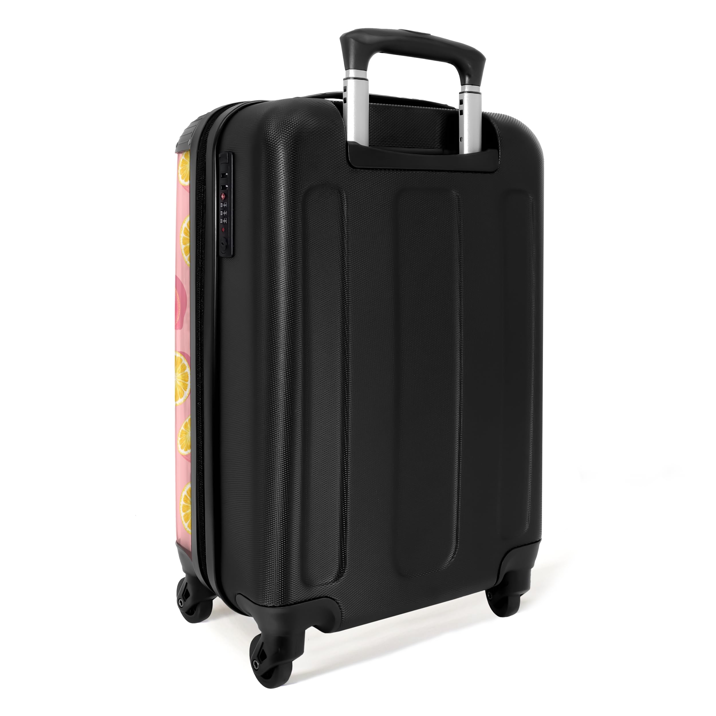 NoBoringSuitcases.com Maletas de Viaje Cabina, Maleta Cabina, Maletas de Viaje, Trolley con Ruedas, Maleta de Mano, Maletas de 10kg, Equipaje de Mano (Limones - Rosa-Amarillo, 55x40x20 cm)