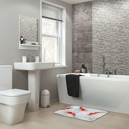 Miniatura 7 de Alfombra de baño con diseño de pez dorado coral gris tapete de decoración de baño con respaldo antideslizante tapete suave y absorbente tapete de