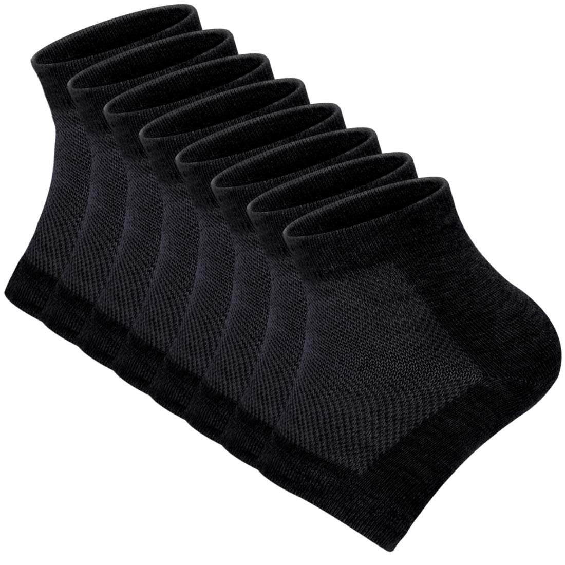 Gel Heel Sleeves Moisturizing Socks, Breathable Cotton Open Toe Heel Moisturizer Socks fit Cracked Thick Calloused Dry Heels Feet fit Women and Men 4 Pairs (Black)