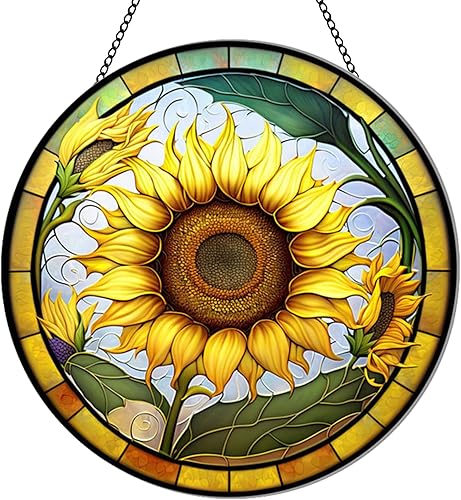Colgante acrílico de girasol para ventana, decoración de pared de girasol para cocina, sala de estar, regalos de girasol para mujeres y niñas,