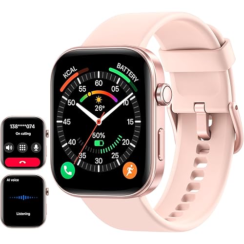 ENOMIR Smart Watch for Women iPhone & Android,1.99" AMOLDE Screen 3ATM Waterproof Fitness Watch with Answer/Make Call AI Voice,24H-Heart Rate/SpO2/BP Monitor,120+ Sports Modes (Pink)