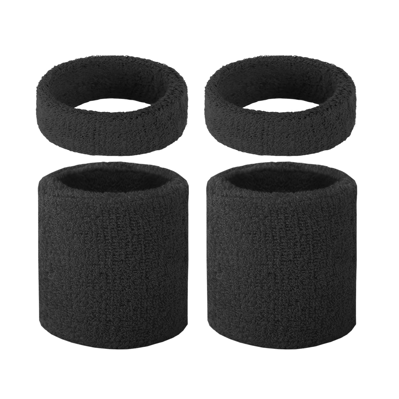 TOPTIE 4 PCs Bicep Bands Wristbands Absorbent Sweatbands, Black Elastic Armband for Football Basketball Baseball Battle