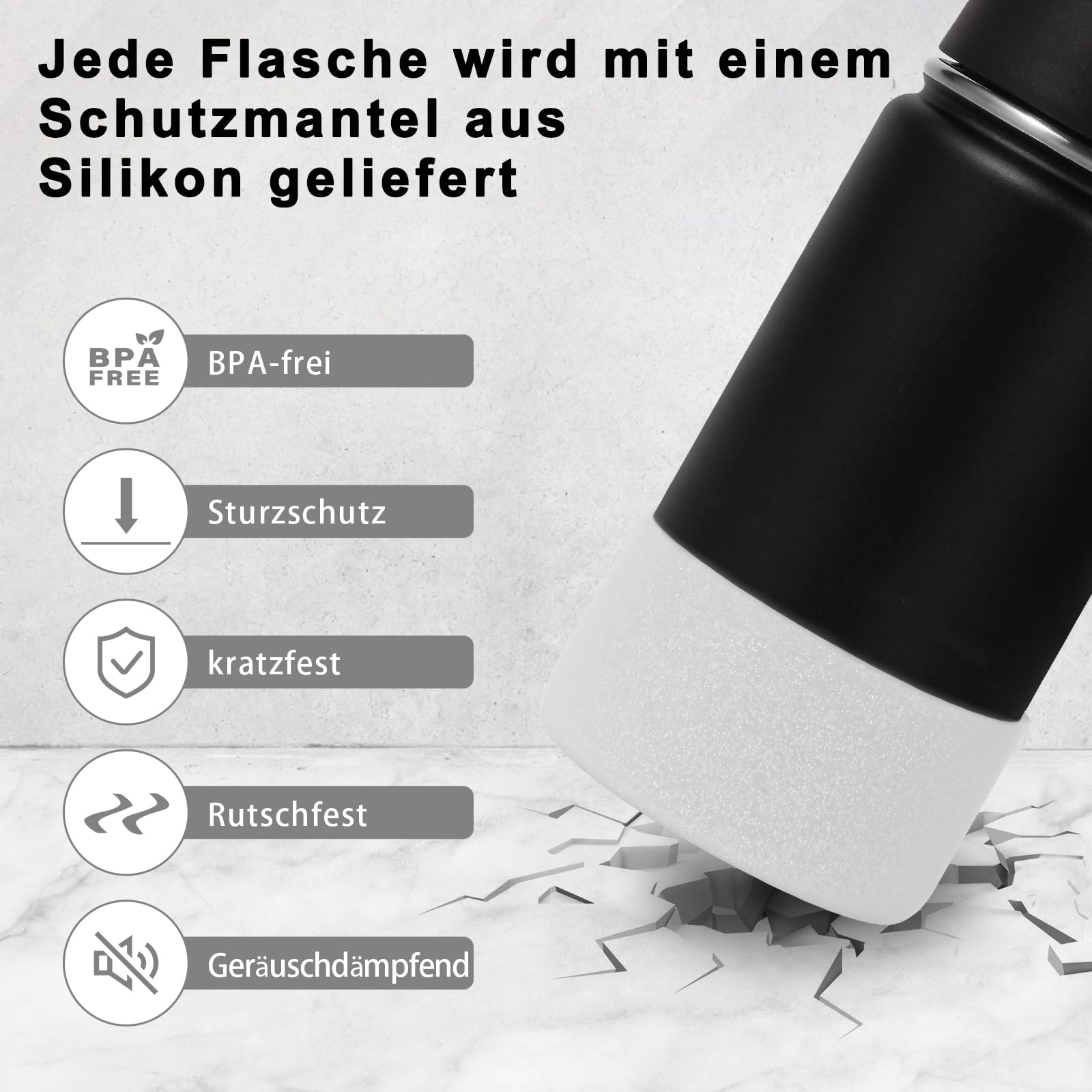 Volhoply 410ml Trinkflasche Kinder aus Edelstahl, doppelwandige vakuumisolierte Thermosflasche mit Trinkhalm & Griff, Silikonschutzhülle, BPA-freie Isolierflasche für Schule (Farbmix, 6er-Set)