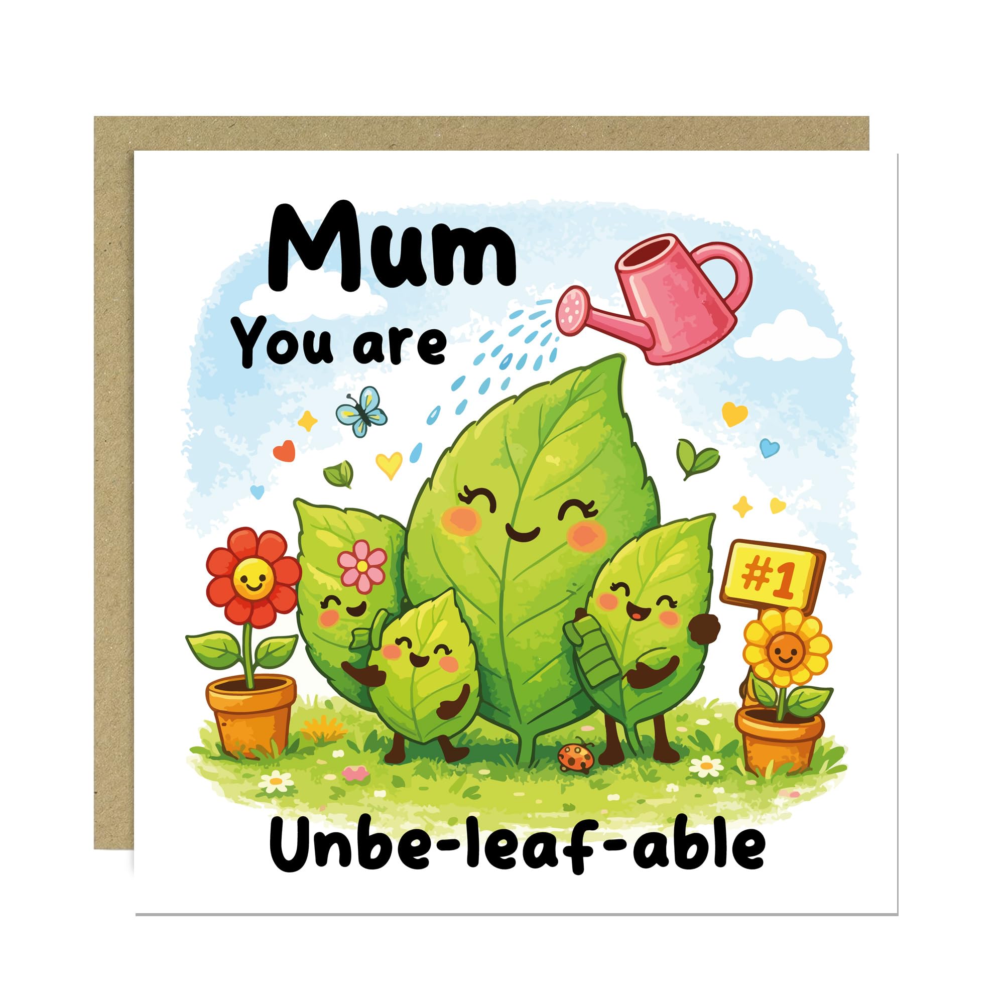 RED OCEAN Funny Mum Card For Mothers Day Birthday Humorous Cards For Mum From Daughter Son Joke Mother's Day Pun Card 145x145mm With Kraft Envelope