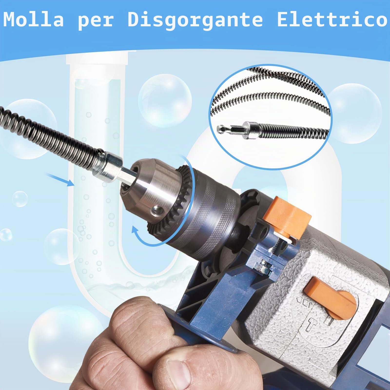 Sonda Sturatubi Spirale Professionale, 3m x 10mm Sonda Pulizia Tubi di Scarico Manuale, Sbloccatore Flessibile di Scarico Forte, Sonda Stura Lavandini per Lavello Doccia Cucina