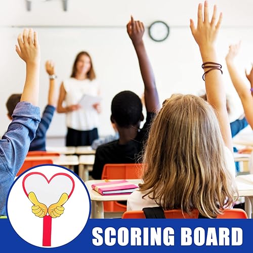 Miniatura 8 de Pizarra pequeña de borrado en seco, 2 paletas de respuesta de borrado en seco, paletas blancas de mano en blanco para subastas de votación en el