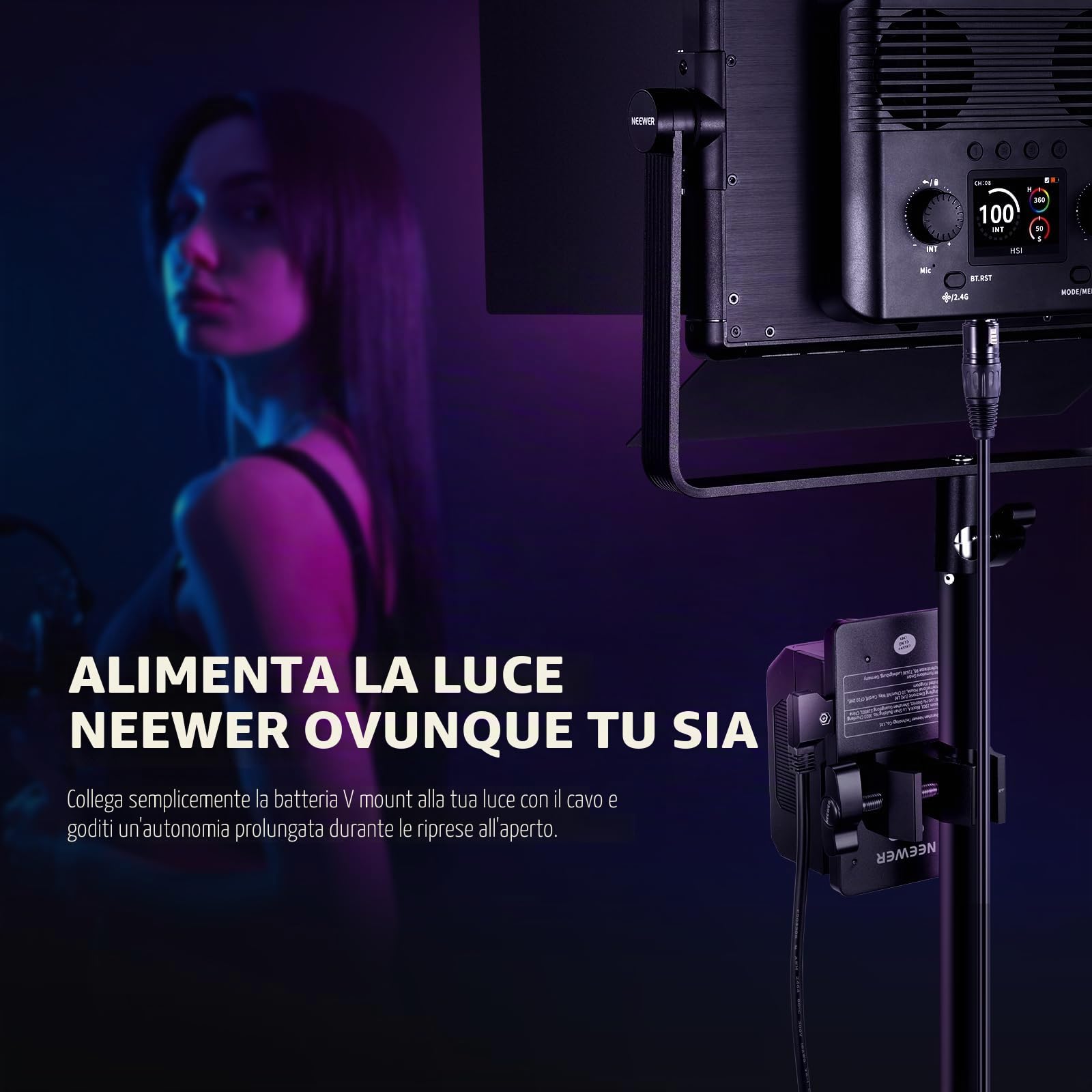 Neewer 6ft/1.8m D-Tap Maschio a 4 Pin XLR Femmina Cavo di Alimentazione PL60C LED Continua Video Luce, NC011