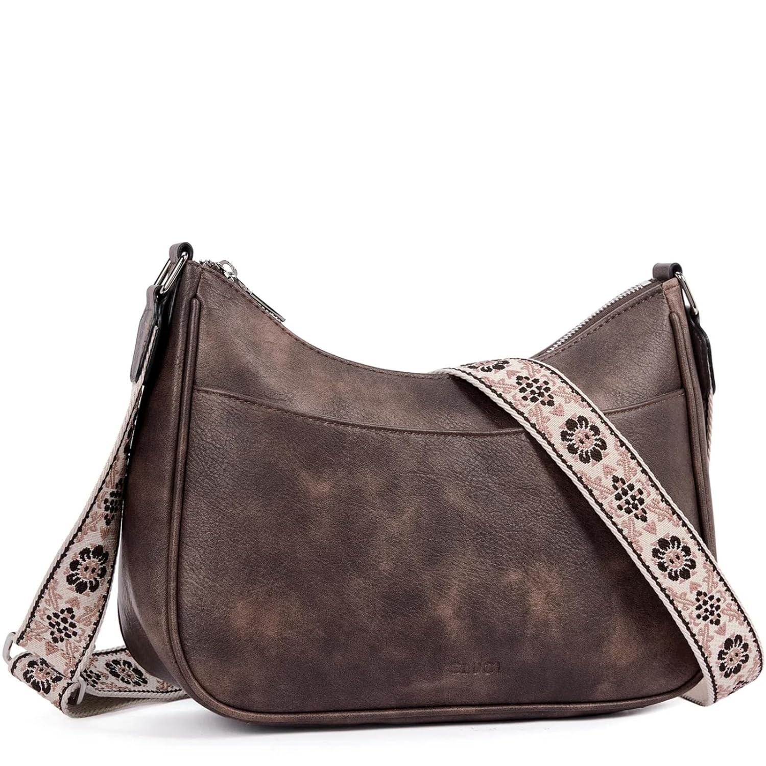 CLUCI Bolsas transversais para mulheres, bolsas de ombro de couro vegano, bolsas femininas com alça larga ajustável