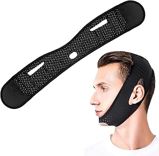 Anti Schnarch Kinnriemen, Anti Schnarch Maske, Verstellbarer Kinnband Schlafapnoe, Doppelkinn Entferner Haut und Verbessern Sie Den, Schlaf Einstellbare Atmungsaktive für Männer und Frauen (Schwarz)