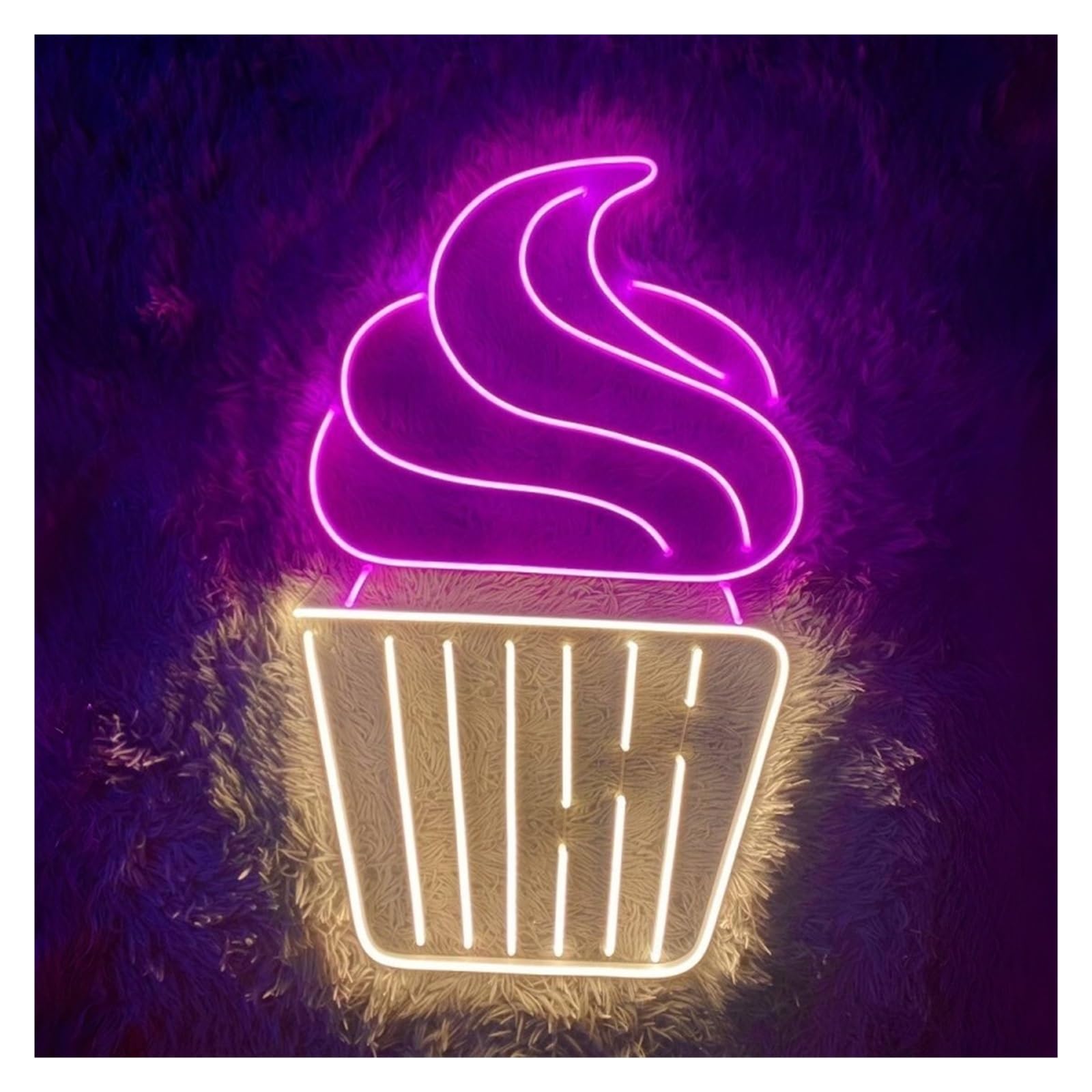 Hanging Art Neon Signs Cupcake Neon Sign Cup Cake LED Light Dimmable For Busines Bakery Dessert Shop Food Store Cafe Kitchen Birthday Party Decor(40cm)