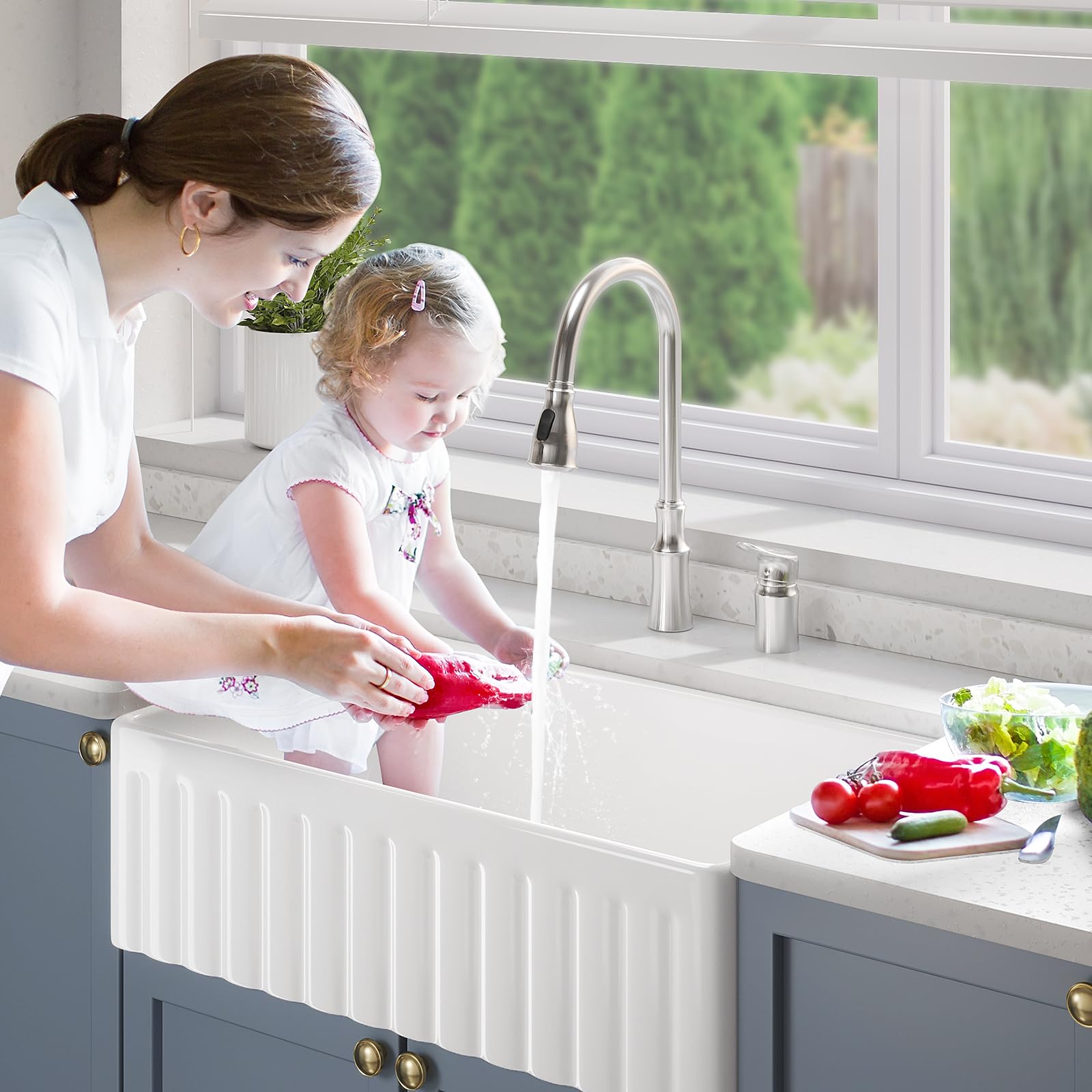 36 Inch White Farmhouse Sink- Lordear Fireclay Farmhouse Kitchen Sink Single Bowl 36x20x10 In Undermount Apron Front Ceramic Porcelain Kitchen Sinks
