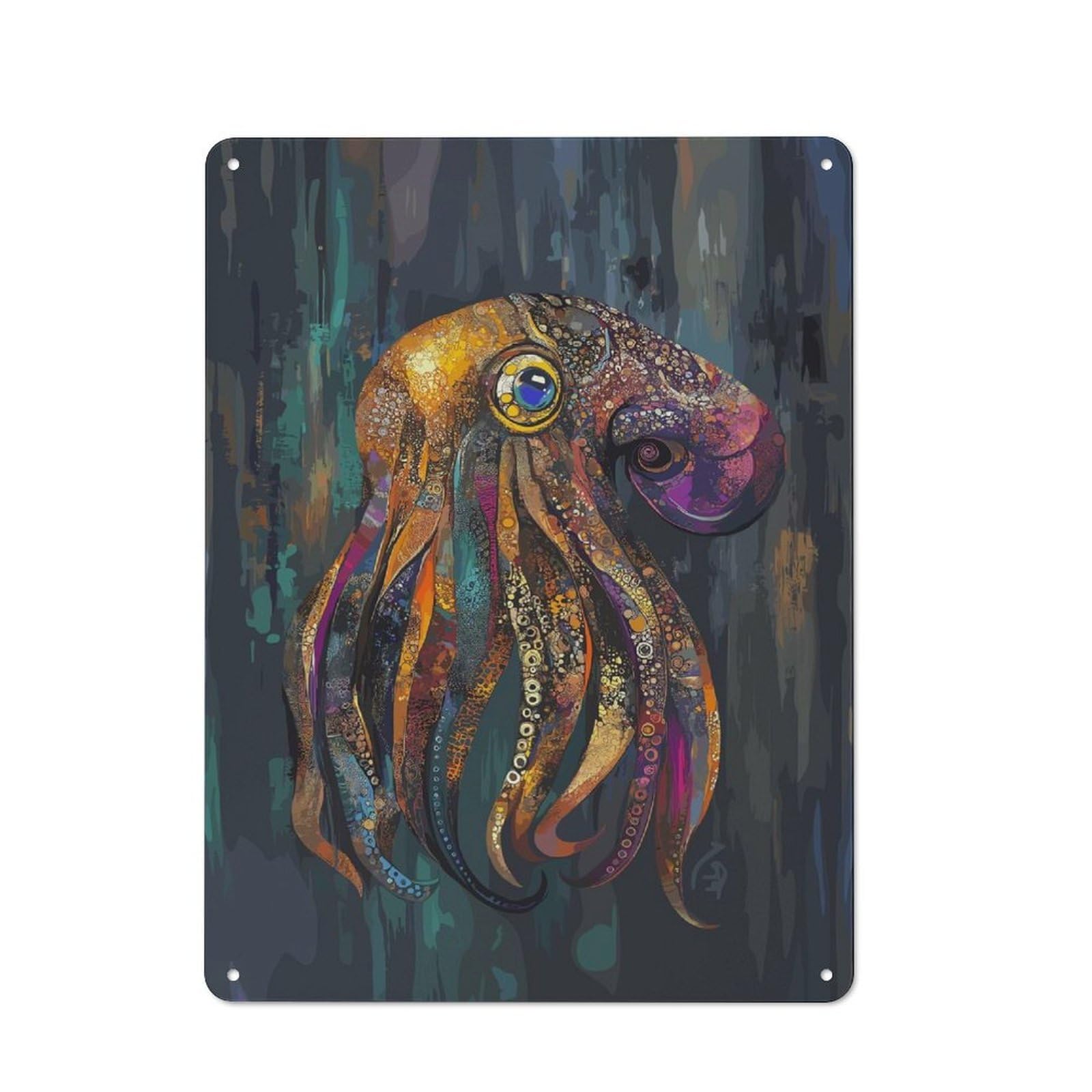 Junmoney Cuttlefish Metal Sign 40X30cm With For Home Bar Wall, Vintage Decor, Wall Decoration For Home Bars And Entertaining Spaces