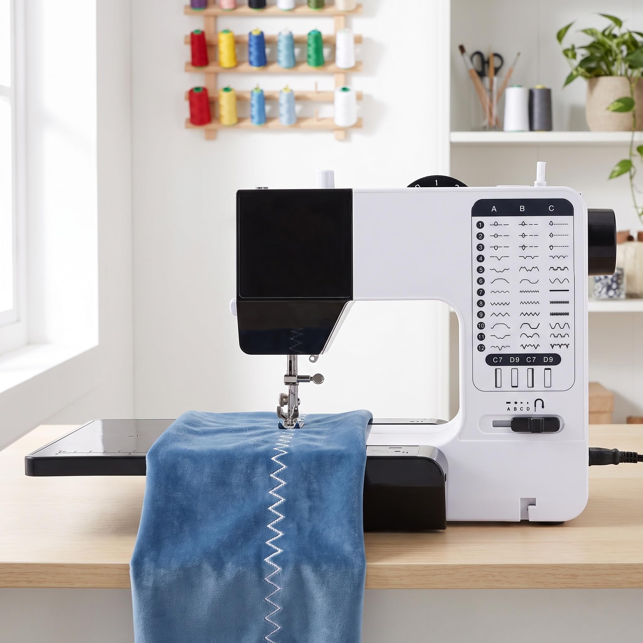 Máquina De Coser Industrial De Alta Resistencia, 38 Puntadas Incorporadas, Luz Nocturna Led, Mesa De Extensión para Principiantes Y Costureros Avanzados.