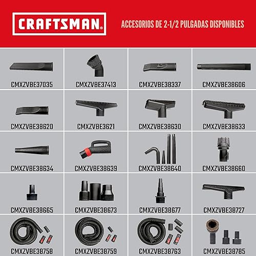 Miniatura 6 de CRAFTSMAN CMXEVBE17595 - Aspiradora húmeda y seca de 16 galones, 6.5 CV pico, aspiradora de taller resistente con filtro, bolsa para polvo, manguera