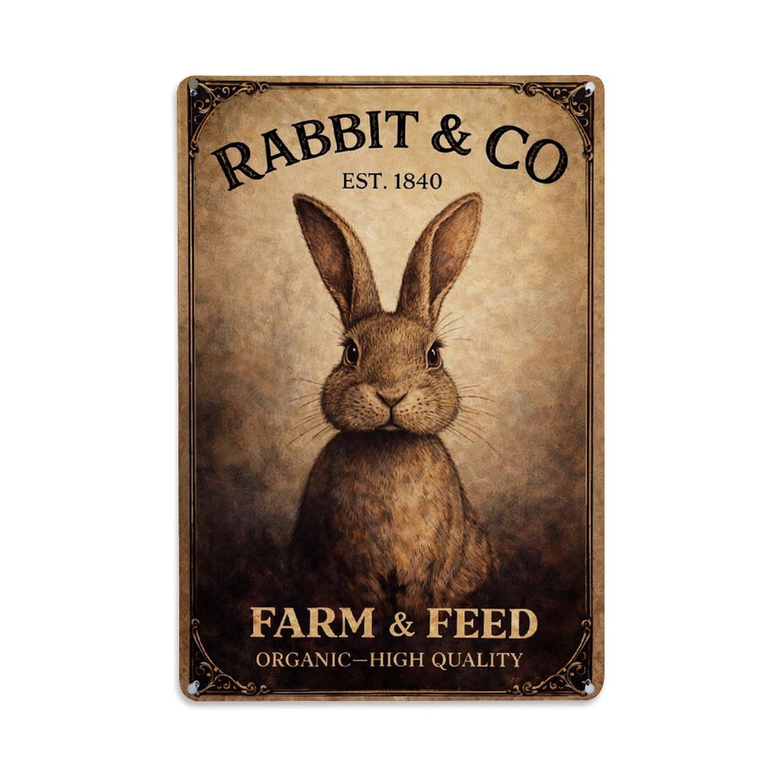 Nestemfo Vintage Rabbit And Co Farm Feed Tin Sign Metal Sign, Living Room,Bar, Home, Bedroom Wall Decor,Retro Metal Poster 8X12 Inches