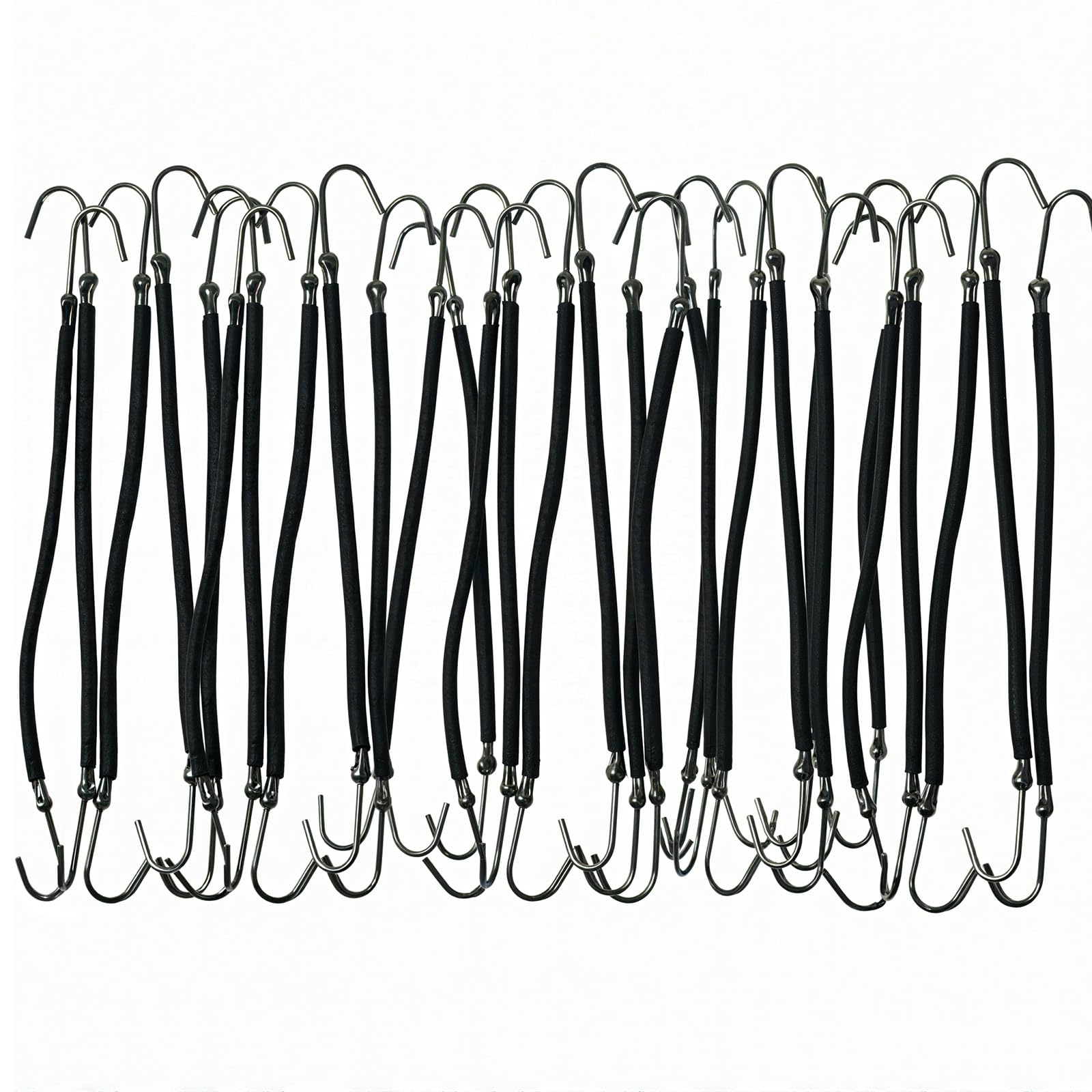 IUAQDP 36 Pieces Elastic Hair Ties with Hook Clips - Ponytail Holders, Rubber Bungee Hair Bands for Thick Hair Styling for Women and Girls, Black