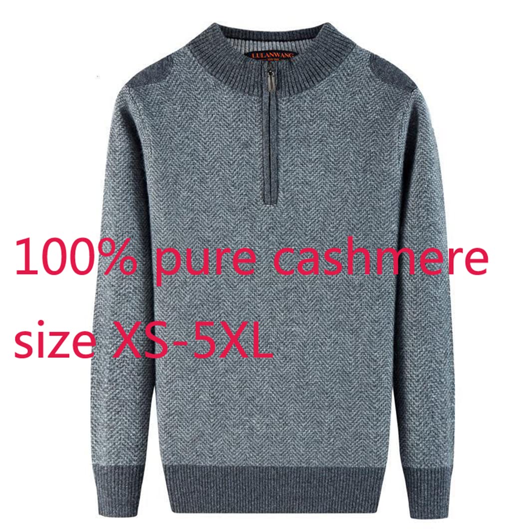Winter Herren 100 reiner Kaschmir halb hoher Reißverschluss Kragen Pullover Dicker Casual Computer gestrickt Übergröße C S