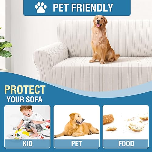 Miniatura 5 de H.VERSAILTEX Fundas para silla de alta elasticidad, funda de sofá de 1 pieza, funda de sofá antideslizante con parte inferior elástica, fundas para