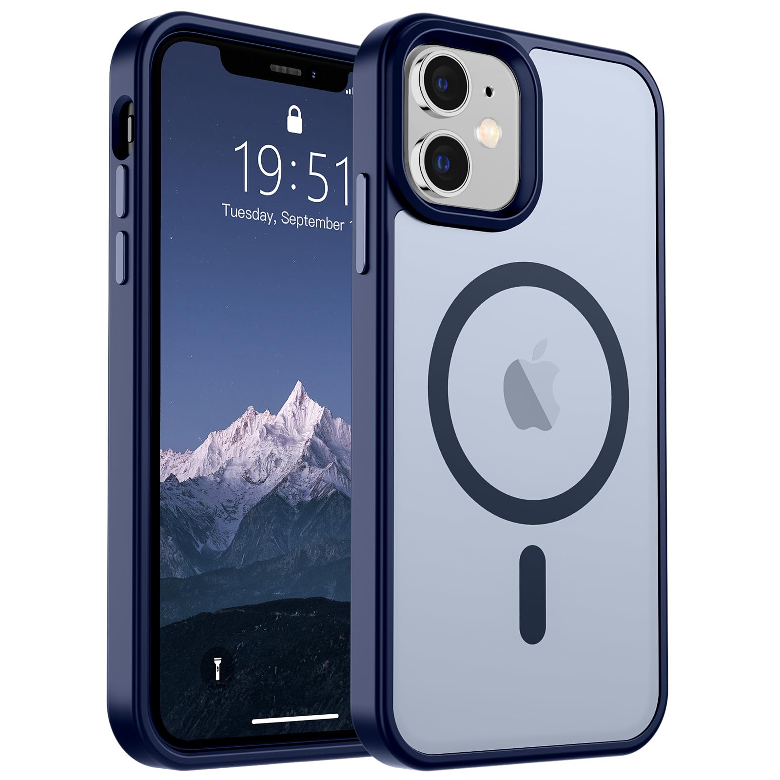 SUPFINE Magnetic for iPhone 12 Case/iPhone 12 Pro Case (Compatible with MagSafe)(10 FT Military Grade Drop Protection) Slim Translucent Matte Shockproof Women Men Girl Phone Cover,Navy Blue