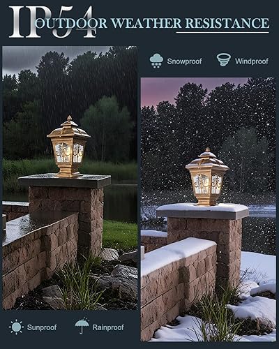 Miniatura 3 de Paquete de 2 luces de poste para exteriores, lámpara de poste de bronce, luces de calle antiguas para patio, jardín, césped de cerca, camino,