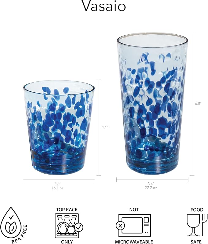 Vaso de Acrílico Vetro Azul 16.1 oz - Juego de 6 miniatura 2