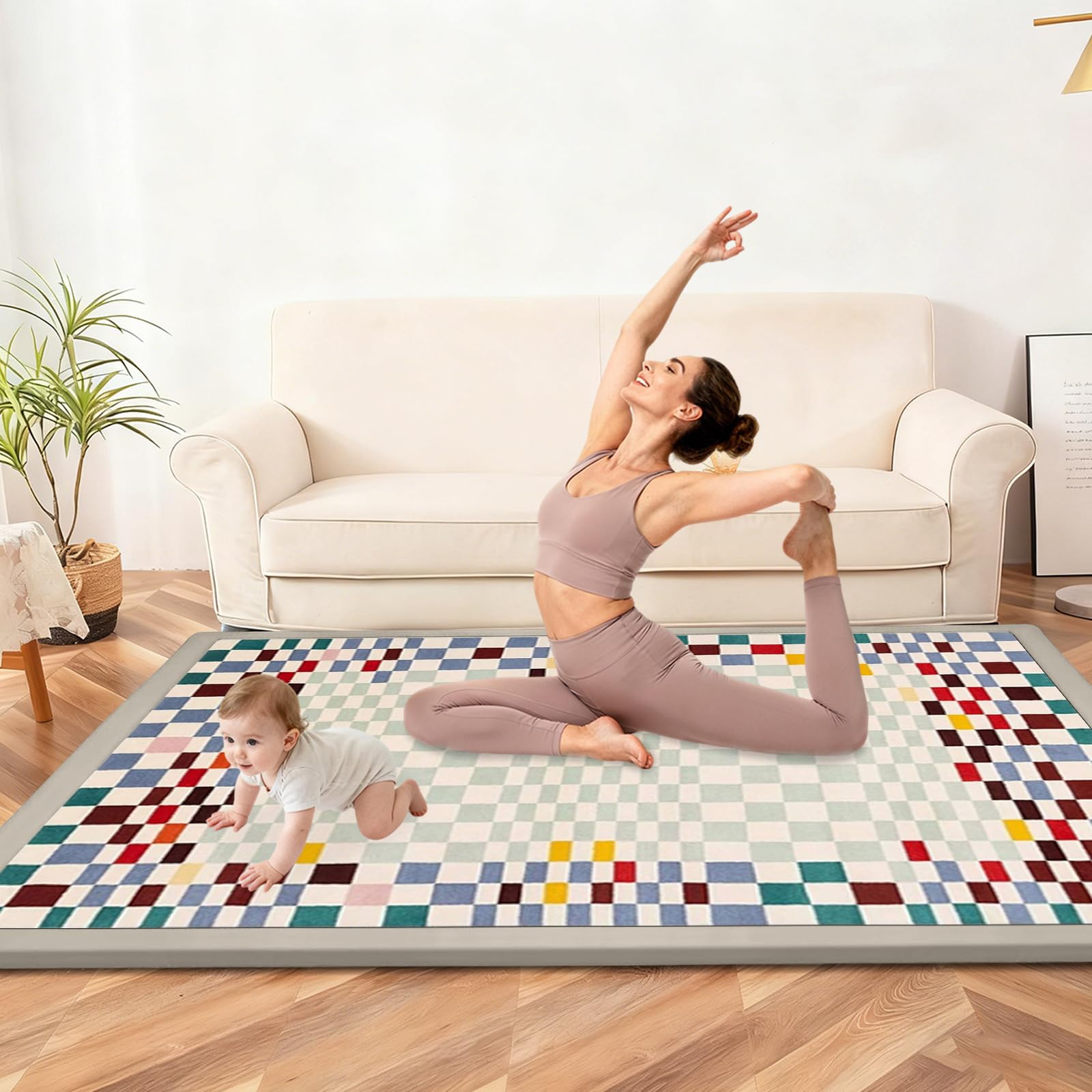 2cm Dicke Faltbare Krabbelmatte Baby, Spielmatte mit Rutschfester Unterseite, Weiche Bodenmatte aus Memory-Schaum, Teppich Kinderzimmer, Spielmatten für Laufgitter 200 x 280cm