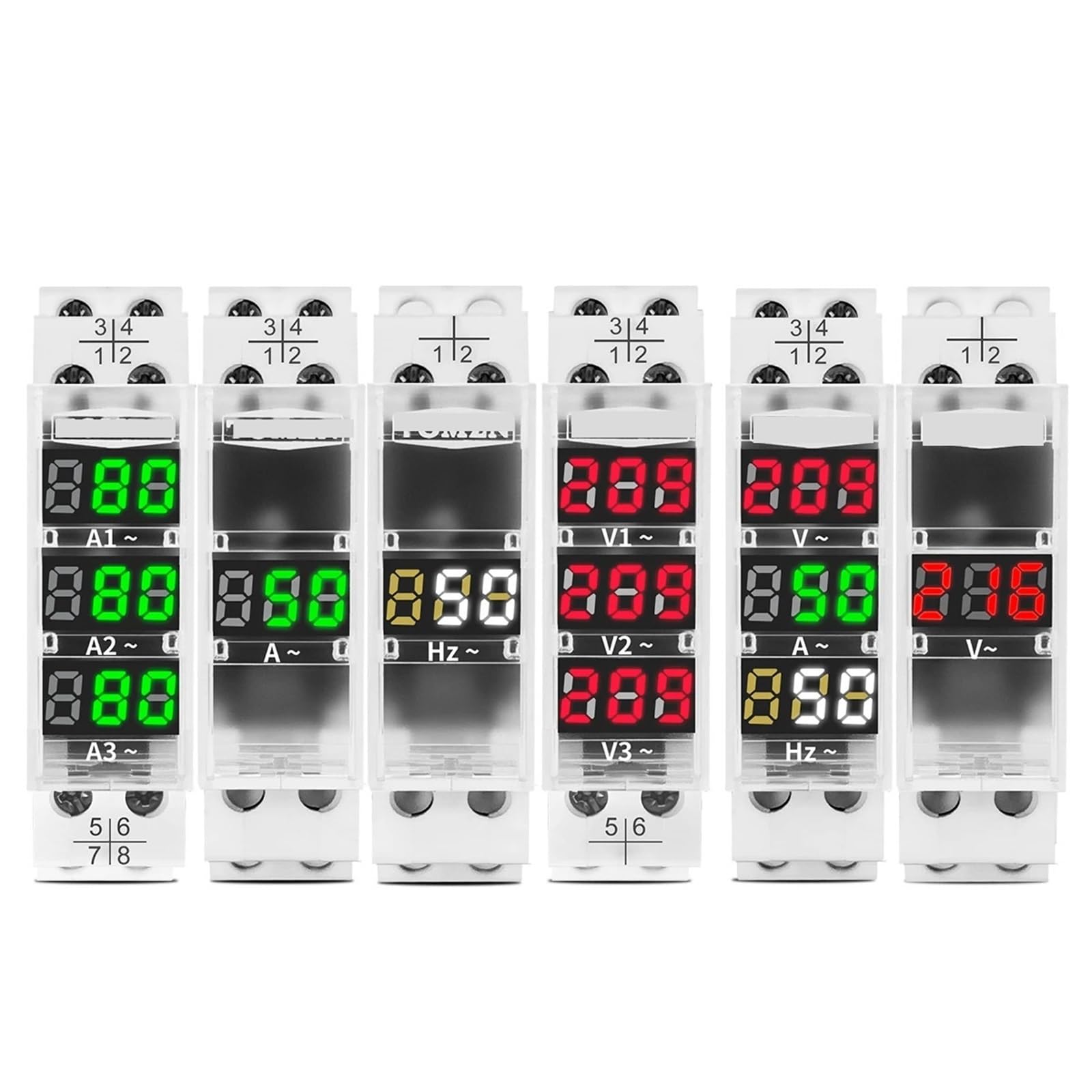 Woltomierz amperomierz 18 mm AC 40-500 V 220 V 380 V, cyfrowy wyświetlacz LED, przekaźnik, 1 sztuka (TO-1V)