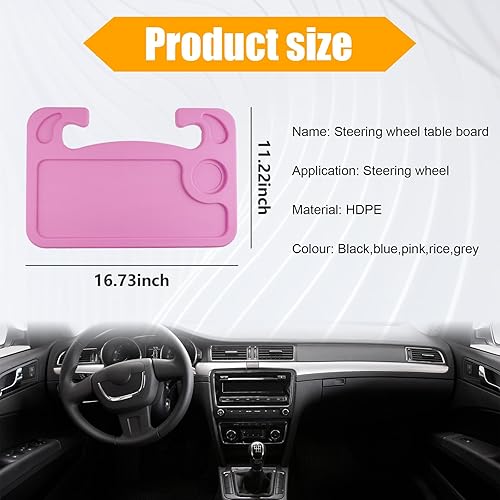 Miniatura 2 de Escritorio para volante de automóvil, bandeja multiusos para volante con soporte para bebidas, bandeja de comida para volante para comer, accesorios