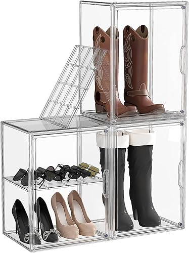 Miniatura 8 de Cajas de almacenamiento de zapatos, Organizador de almacenamiento de zapatos de 3 capas, Cajas de zapatos plegables de plástico transparente