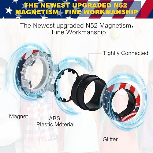 Miniatura 10 de Juego de 9 anillos magnéticos que brillan en la oscuridad, anillos magnéticos para entrenamiento, alivia la ansiedad del autismo, anillos mágicos de