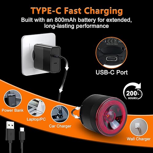 Miniatura 6 de NineLeaf Luz trasera de bicicleta de 300 lúmenes, luces traseras para bicicleta ultra brillantes, luz trasera inteligente para bicicleta, detección