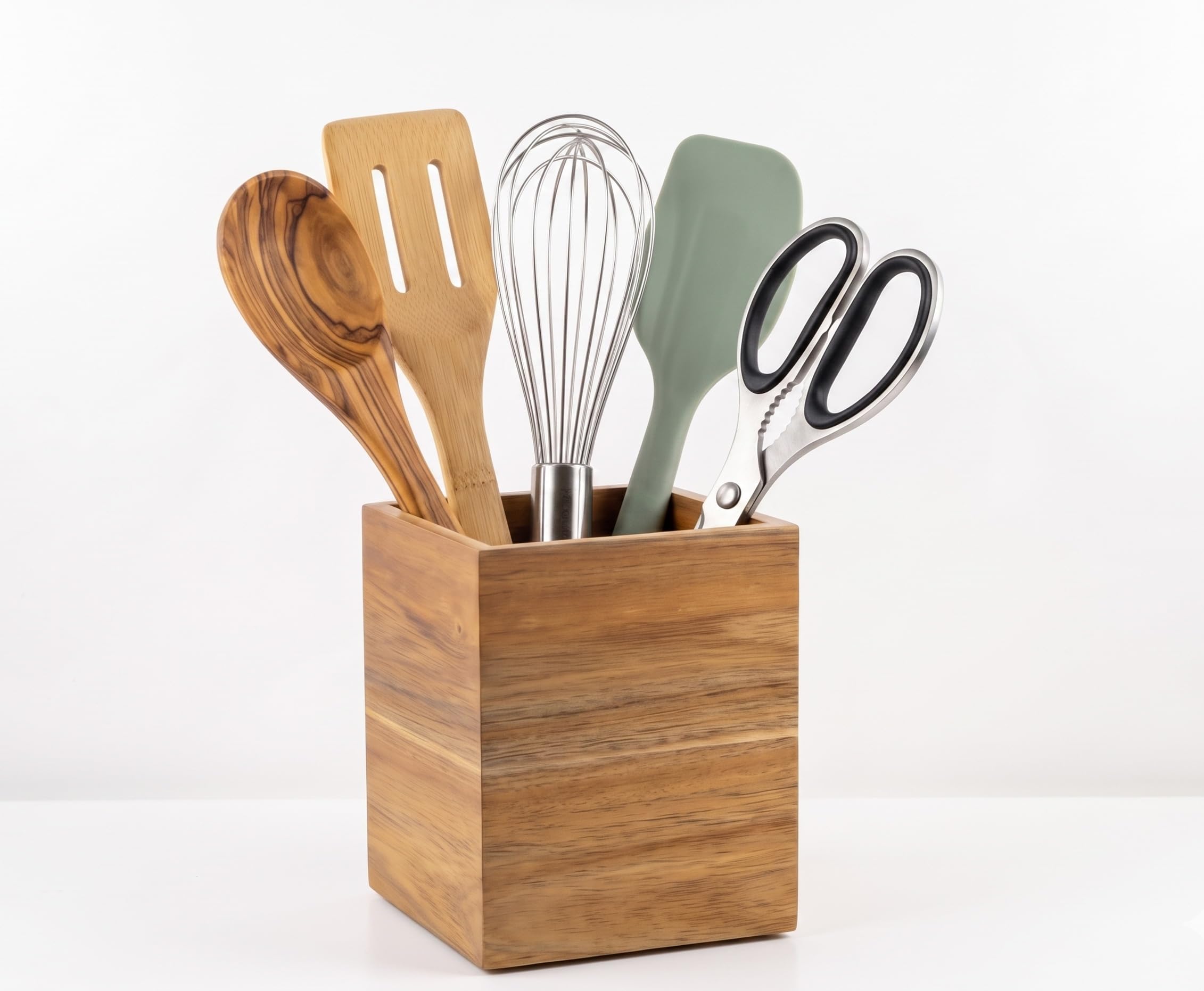 Porta posate in legno per utensili da cucina rustici, cucchiaio da coltello, spatola, cucchiaio per fessura, baguettes.Range coperto verticale, organizzatore di supporto per cucina,