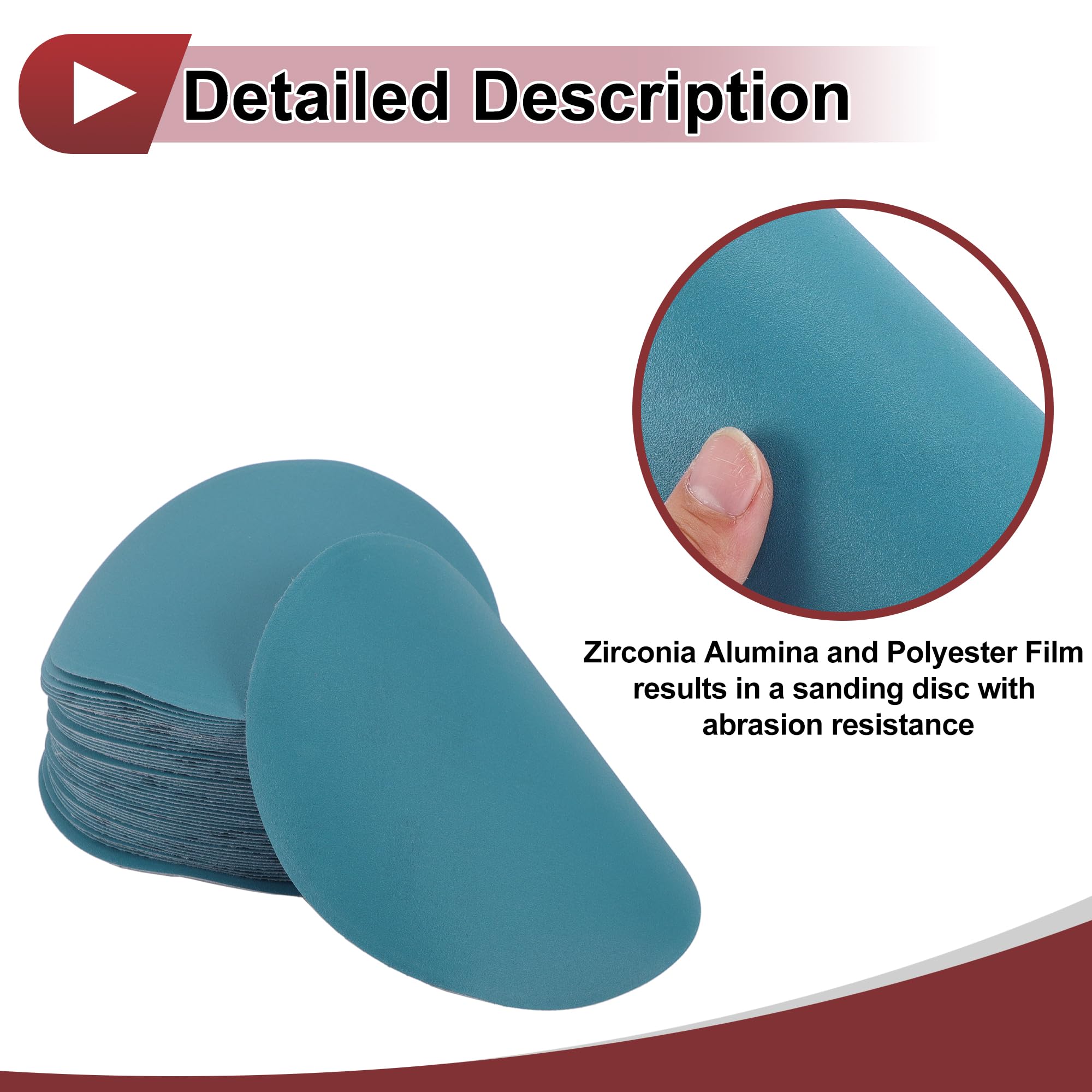 HEROFFIX 50 Pcs Car Wood Sanding Discs Smoothing Hook & Loop Sandpaper for Woodworking Automotive Refinishing 7.09" 240 Grit Blue Zirconia Alumina - Image 3