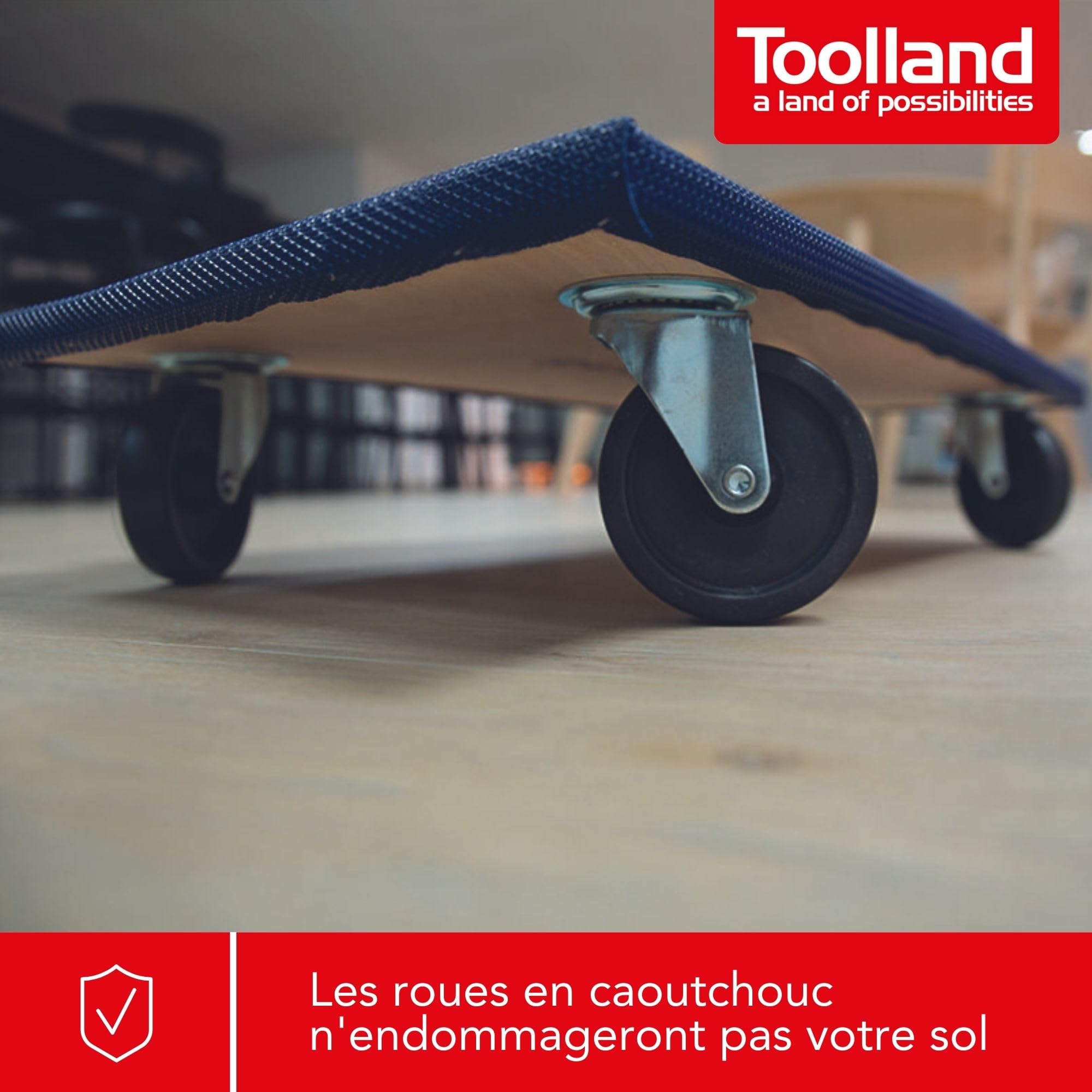 Toolland Plateau Roulant Robuste/Chariot de Transport avec Plateforme en Bois 65 x 40 cm et 4 roulettes pivotantes, idéal pour déplacer Meubles, cartons et Charges Lourdes Jusqu’à 400 kg