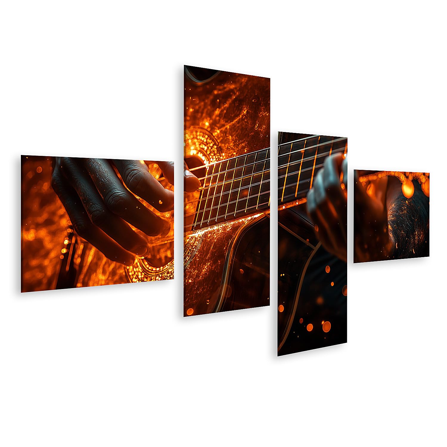 islandburner Immagine su tela, riproduzione di chitarra ardente al buio, per soggiorno, amanti della musica, negozio di musica, immagini da parete