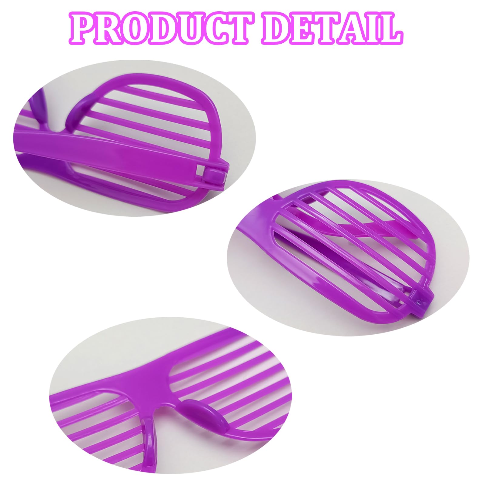 CiviLight 20 Pairs Shutter Shades Glasses Neon Slotted Sunglasses 80s Accessories Eyewear Props