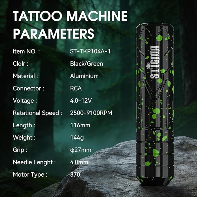 Kit Máquina Tatuar Rotativa ST-TKP104A-1 con Baterías y Tint miniatura 4