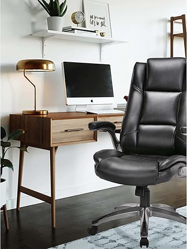 Miniatura 9 de COLAMY Silla de oficina con respaldo alto, silla de escritorio de cuero ejecutiva, brazos abatibles ergonómicos, ajustable, giratorio, acolchado