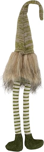 Miniatura 5 de Northlight Figura de gnomo de Navidad sentado verde y beige de 26.0in