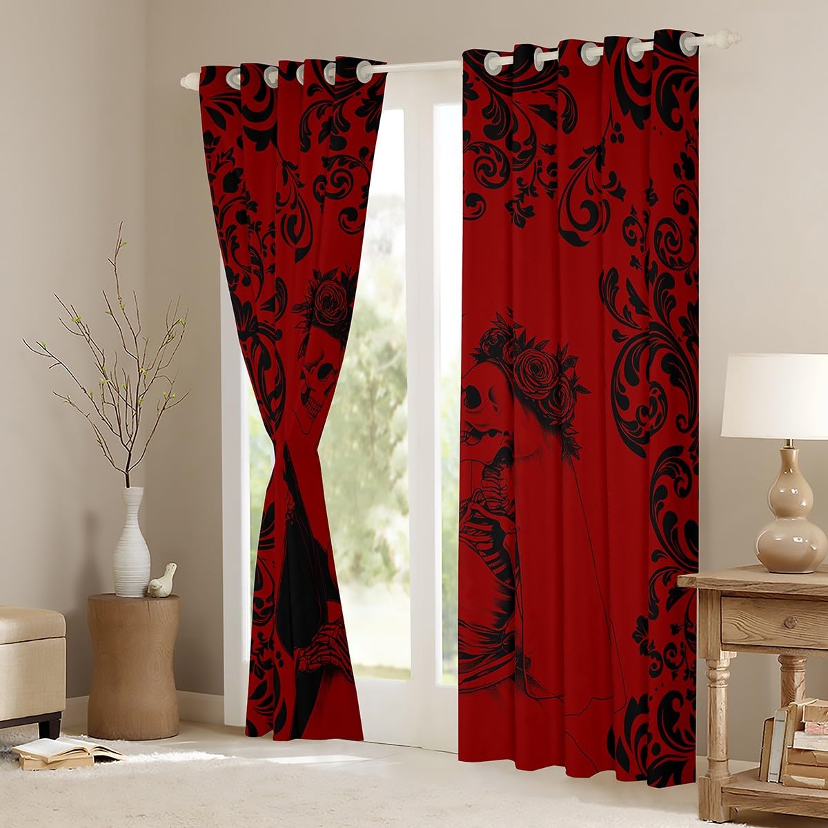 Amazon.com: Erosebridal Gothic Skull Blackout Curtains 38