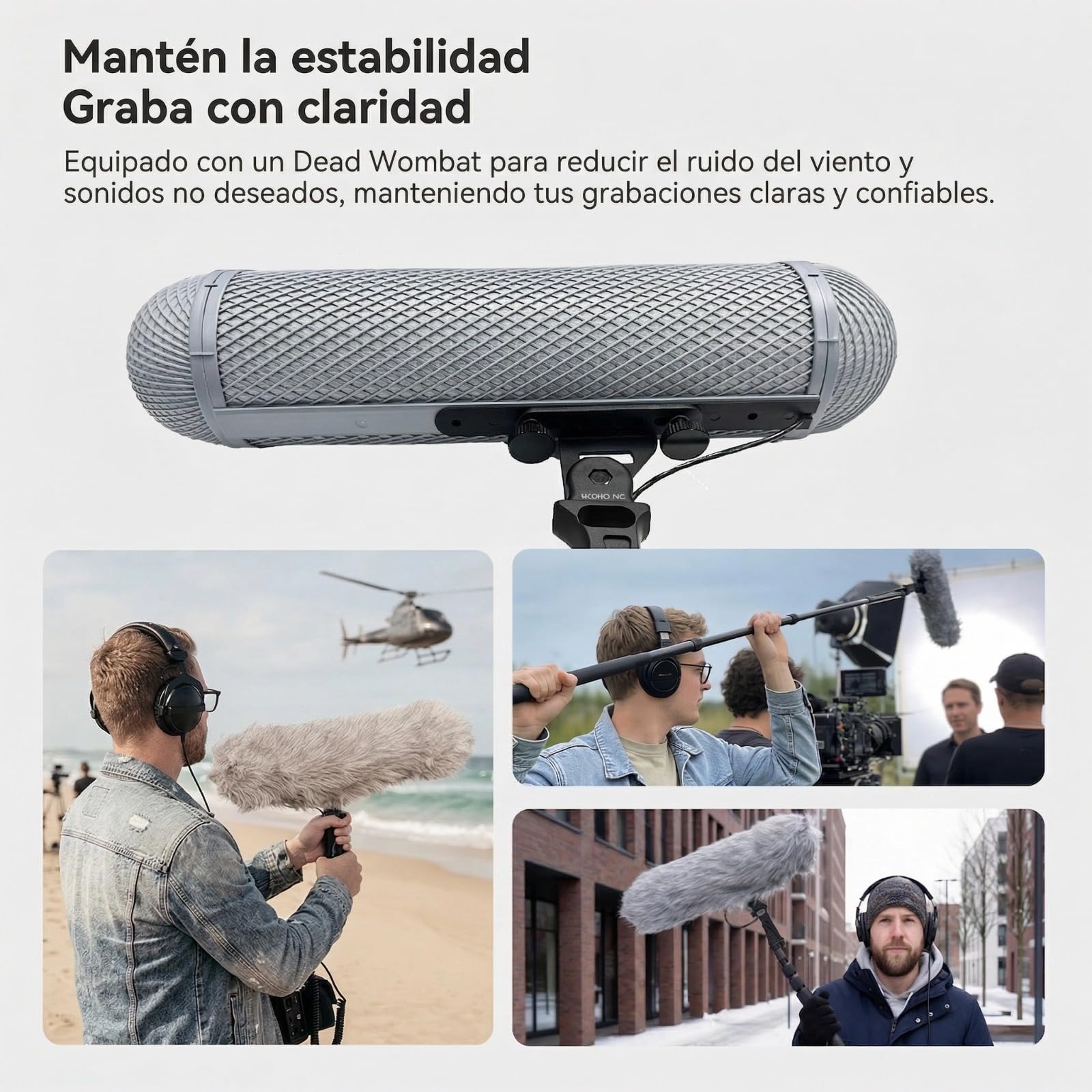 DF DIGITALFOTO Sistema Montaje Micrófono con Amortiguador y Gato Muerto | Compatible con Serie Rode NTG, Compatible con Sennheiser MKE600, Para Micrófono de Escopeta