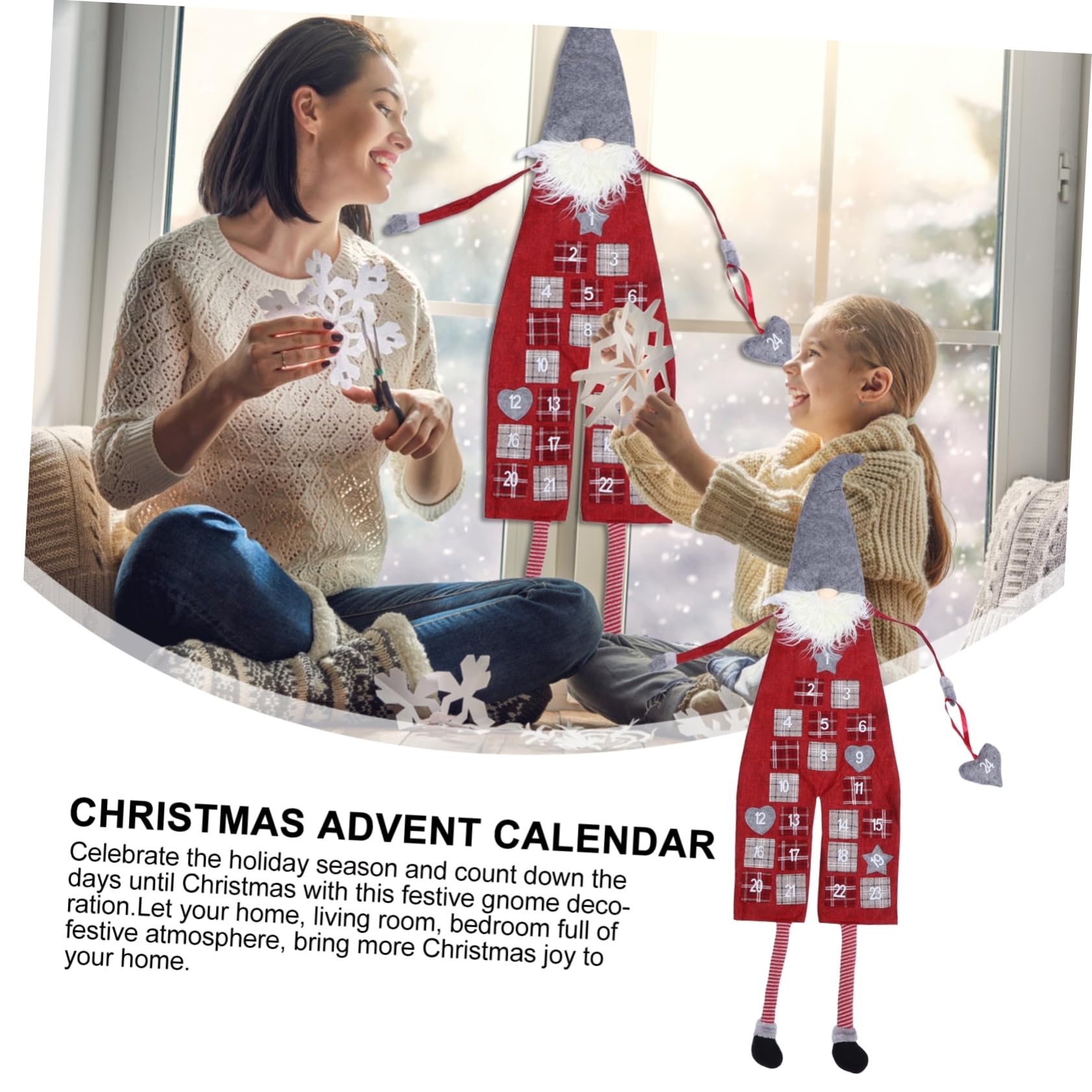VICASKY Calendario di Avvento con Decorazione Natalizia a Forma di Folletto Ornamento da Appendere per Feste di Natale Fornitura per Eventi