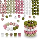 ASTARON 100 Pcs Perles en Silicone 15mm pour Fabrication de Porte-Clés, Perles Rondes en Gros Rose Vert Blanc pour Bracelets Bricolage Stylos Décorations Fournitures de Fête