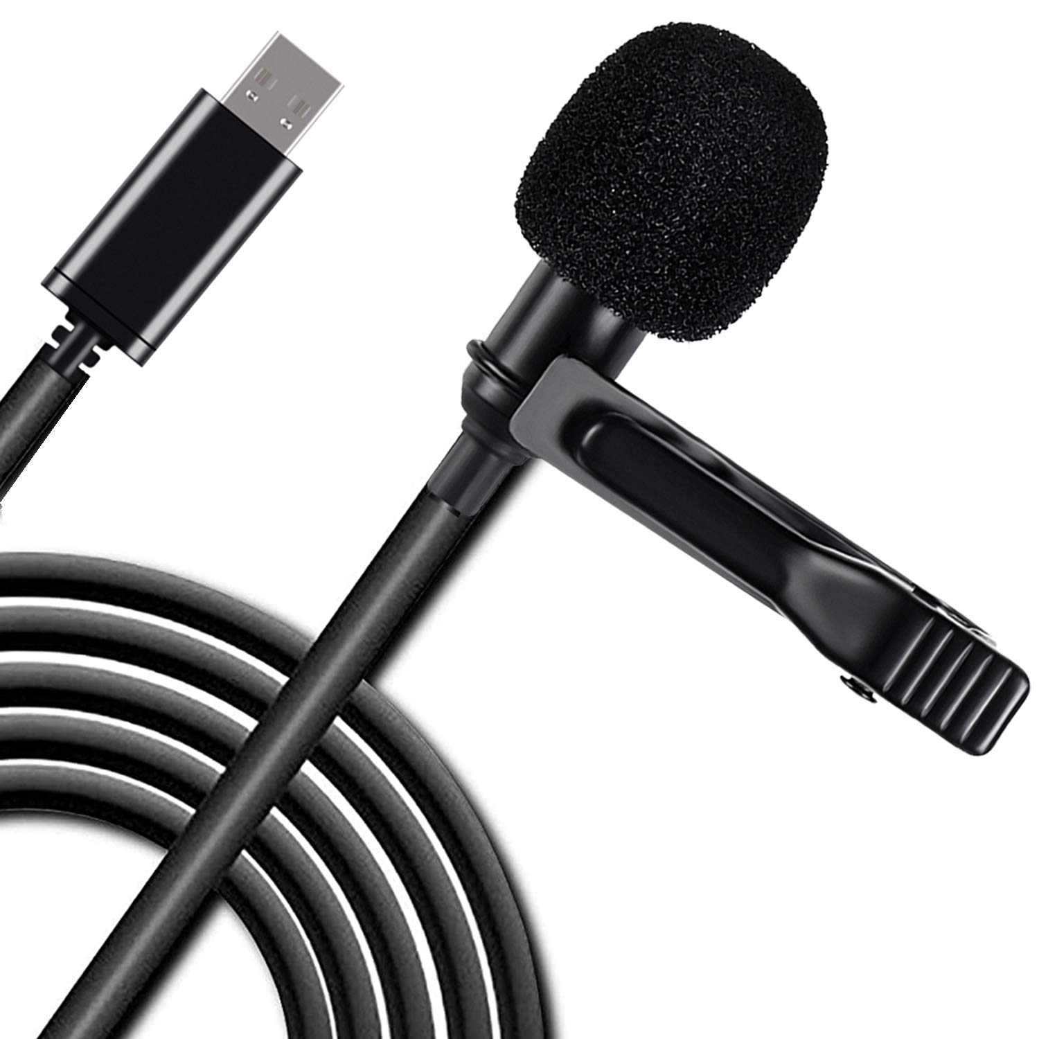 USB Lavalier Microphone for Computer Clip on Lapel Mic for PC Mac Desktop Laptop Computer Omnidirectional Lav Mic for Recording Audio Interview Video Podcast YouTube Zoom