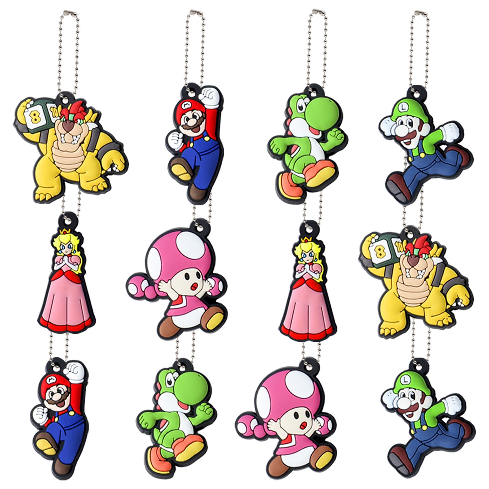 Photo 1 of 12 Pcs Cute Keychains, 6 Unique Designs, Great Party Favors for Kids, Perfect for Goodie Bag Fillers, Birthday Decorations Gifts and Classroom Prizes for Boys & Girls