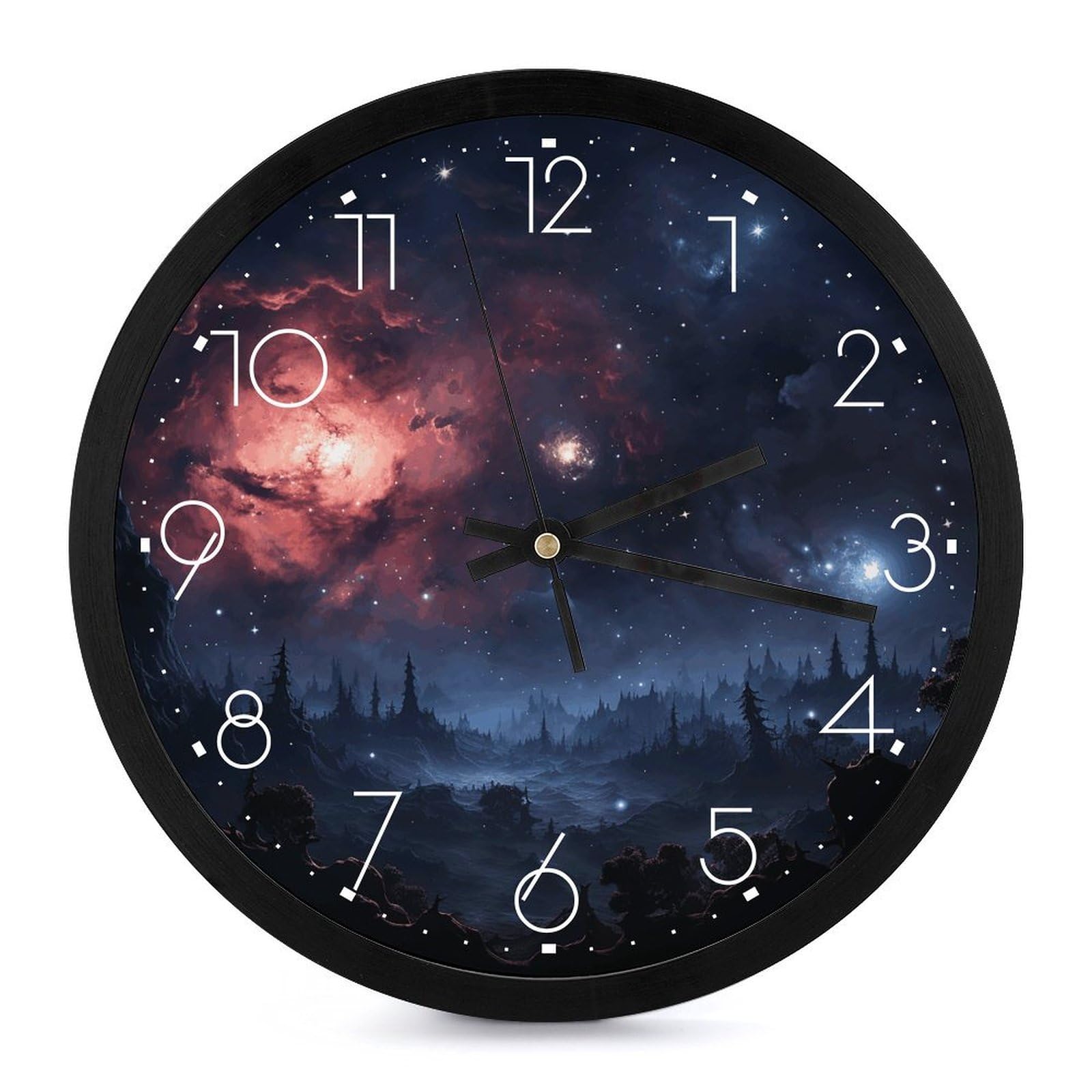 Horloge murale imprimée pour décoration de salon au motif ciel nocturne